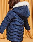 Doudoune longue bleu marine à capuche DRASEQETTE / 22H2PFN3D3E070