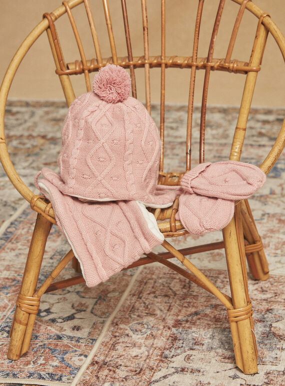 Snood rose en tricot torsadé GIDIANA / 23H4BF51SNO307