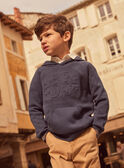 Sweat à capuche bleu foncé à broderie "SGMJ" Garçon NECAPAGE / 25H3PGK1PUL070