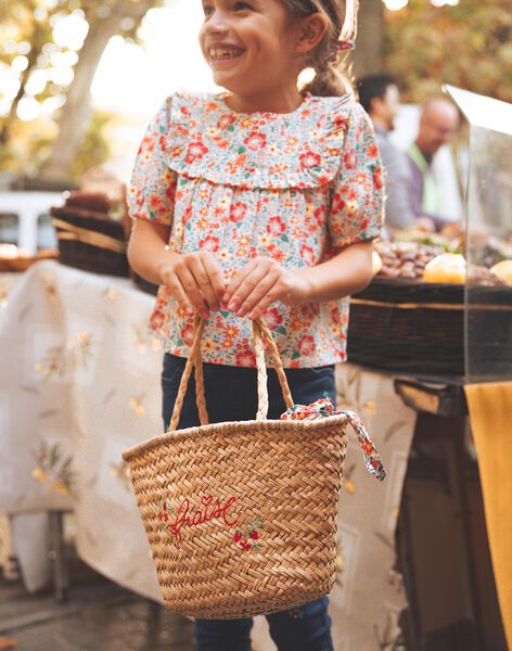 Sac panier en paille brodé Fraise FEPANIETTE / 23E4PFB1BES009