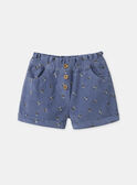Short bleu à motif fleurs en velours Fille NUSHORETTE / 25H2PFQ1SHO205