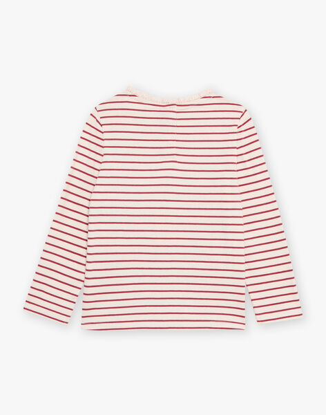T-shirt à rayures groseille et écru DYRAYETTE / 22H2PFU3TMLD319