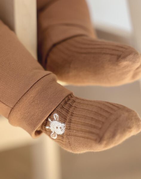 Ensemble haut écru, pantalon et chausettes caramel FORTUNATO / 23E0CM61ENS817
