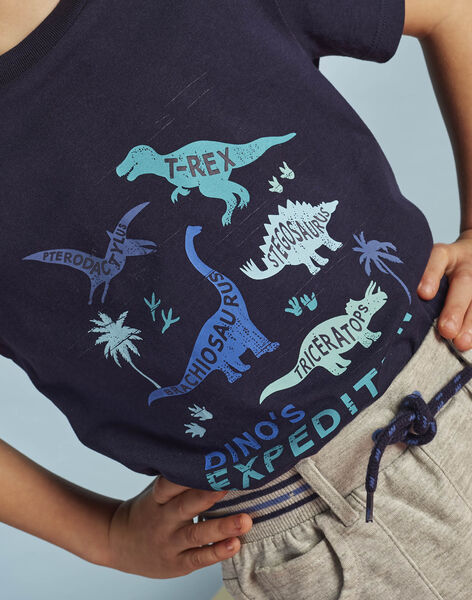 T-shirt bleu marine motif dinosaures enfant garçon CYDOAGE2 / 22E3PGT2TMC070