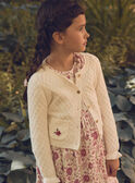 Cardigan en maille blanc avec poches avant brodées de fleurs Fille NIGIGIETTE / 25H2PFL2CAR001