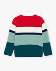 Pull à rayures rouge, vert, blanc et bleu marine FEPULAGE / 23E3PGB1PULG611