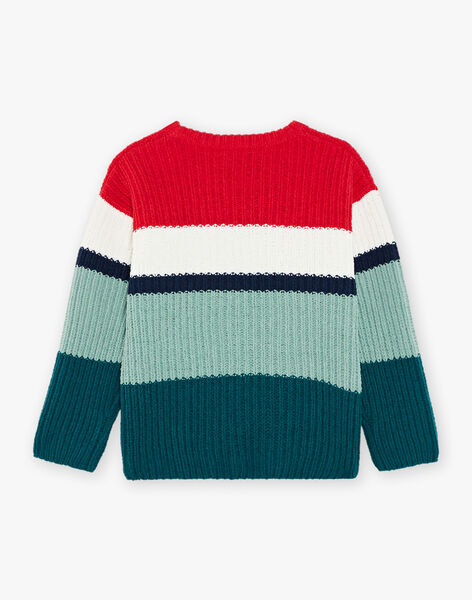 Pull à rayures rouge, vert, blanc et bleu marine FEPULAGE / 23E3PGB1PULG611