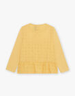 T-shirt jaune mimosa à broderies fleuries FAJONETTE / 23E2PF82TMLB105