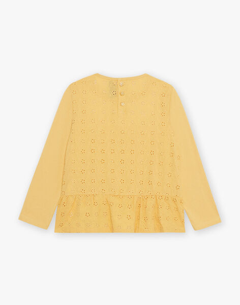 T-shirt jaune mimosa à broderies fleuries FAJONETTE / 23E2PF82TMLB105