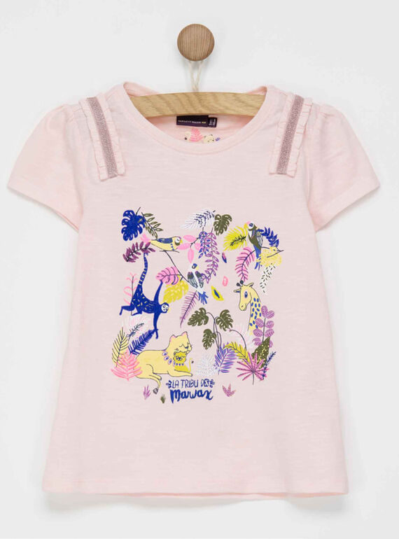 Tee shirt manches courtes rose NUAGETTE / 18E2PFQ1TMC301