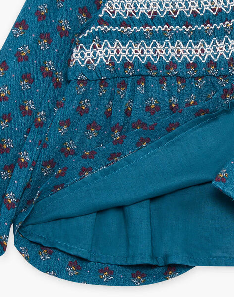 Blouse bleu canard à imprimé fleuri DAMELODIE / 22H1BFU1CHE714