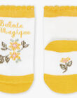 Chaussettes en coton jaunes et blanches à motifs fleuris DACHARLOTTE / 22H4BFD1SOQ001