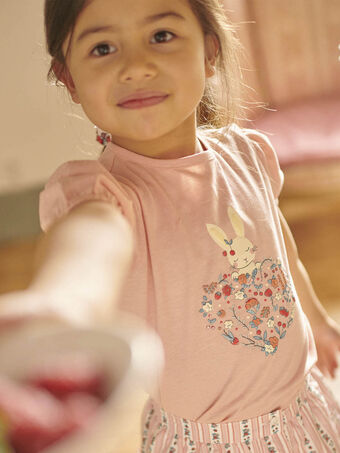 T-shirt pêche à motifs cur et lapin fantaisie enfant fille CUILAPETTE / 22E2PFJ2TMC413