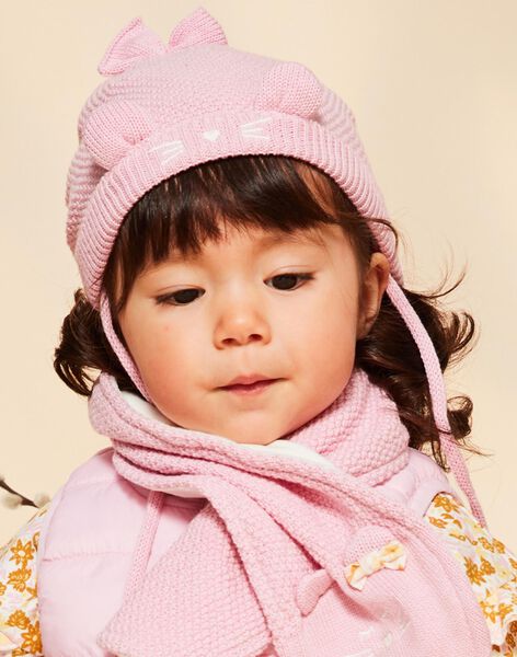 Bonnet rose en tricot avec oreilles 3D FIMADDY / 23E4BF52BON030