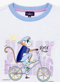 T-shirt blanc et bleu à manches courtes LABAGE / 24H3PGI3TMC000