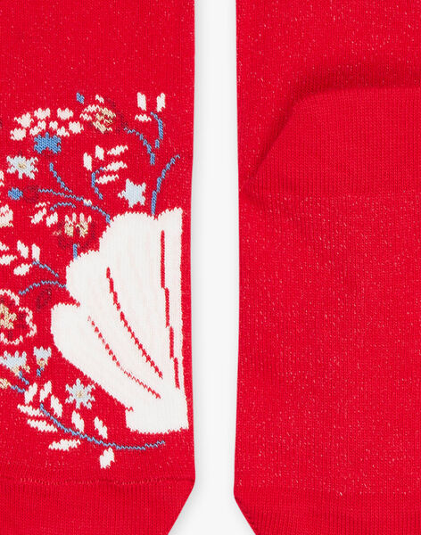 Chaussettes rouges à coquillage et fleurs FOCHOETTE / 23E4PFC1SOQ410