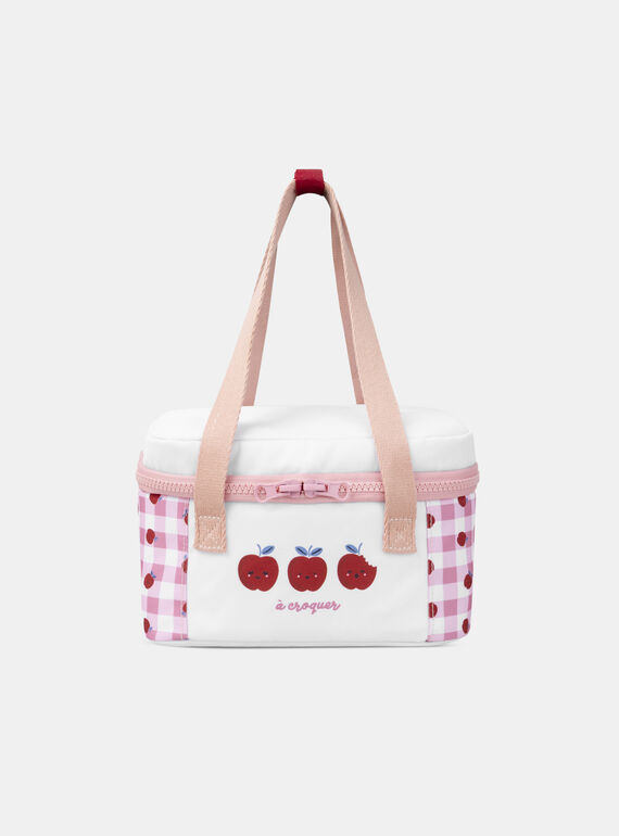 Sac à lunchbox rose et blanc imprimé pommes avec fermeture zippé Bébé Fille NAGARANCE / 25H4BFP1BES001