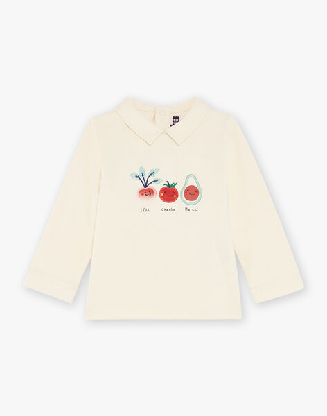 Polo vanille à patchs légumes brodés FACETHAN / 23E1BGB1POL114