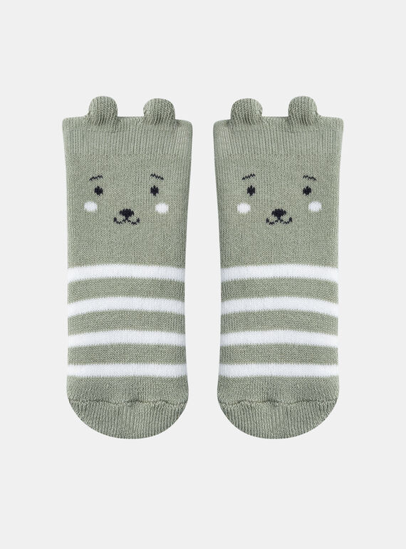 Chaussettes vert argile à rayures KAALAN / 24E4BG35SOQG600