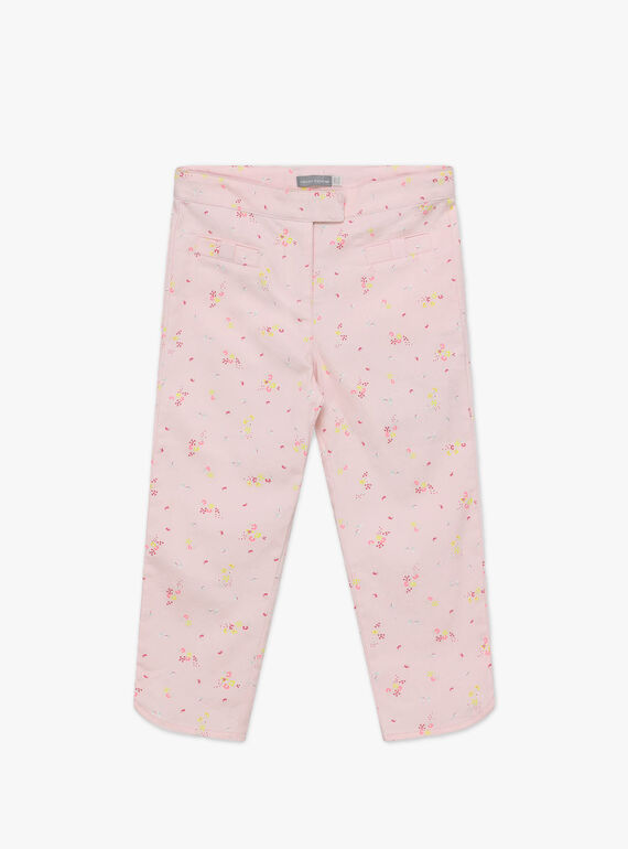 Pantacourt rose imprimé fleuri enfant fille TYPOETTE / 20E2PFJ1PCO321
