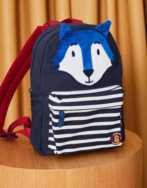 Sac à dos à rayures et animation loup en canvas DASACAGE / 22H4PGE1BESC205