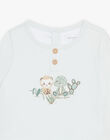 Body-T-shirt bleu, pantalon beige et chaussettes vert d'eau FOREST / 23E0CG72ENS614