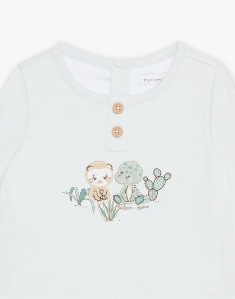 Body-T-shirt bleu, pantalon beige et chaussettes vert d'eau FOREST / 23E0CG72ENS614