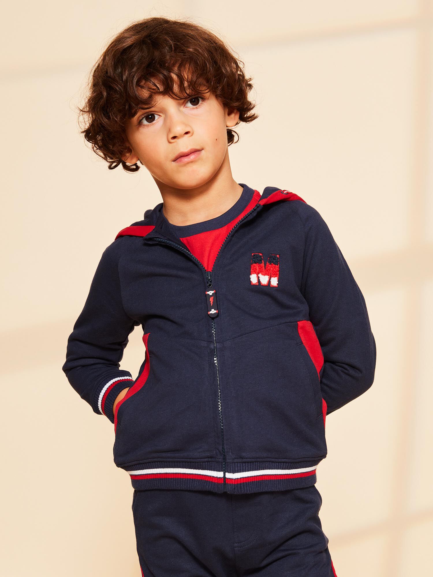 Sweat a capuche bleu marine a broderie M Garcon Sergent Major