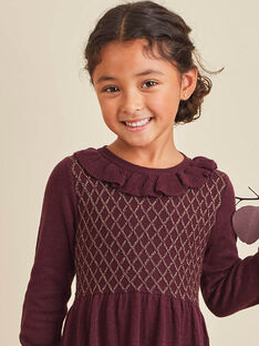 Robe violette en laine mélangée enfant fille BOUBAETTE / 21H2PFQ1ROBD302
