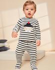 Pyjama deux pièces beige clair chiné en velours avec broderie tête de chien FEDOUDOU / 23E5BG21PYJA011
