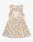 Robe vanille à volants et à motif oranges FLADRETTE / 23E2PFO2ROB114