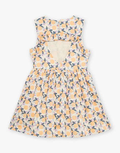 Robe vanille à volants et à motif oranges FLADRETTE / 23E2PFO2ROB114