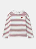 T-shirt blanc à rayures rouge avec col et manches longues Fille NIXUBETTE 2 / 25H2PFH3TML001