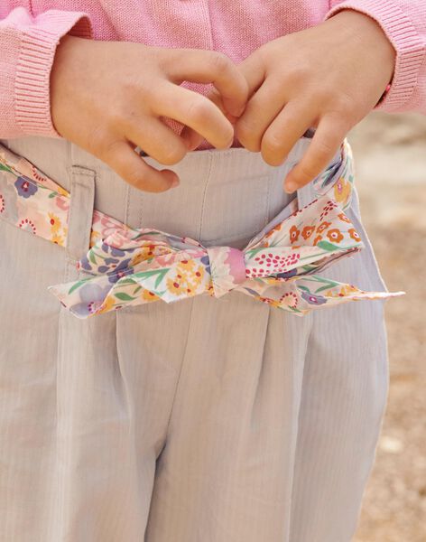 Pantalon ciel avec ceinture à imprimé fleuri FLEMETTE / 23E2PFS1PAN020
