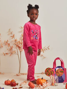 Ensemble pyjama rose phosphorescent motif Halloween et sac assorti enfant fille BEBOUETTE / 21H5PFH1PYJD331