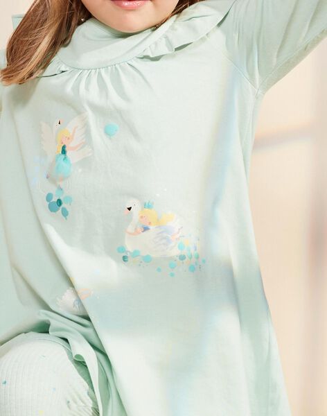 Pyjama en coton vert pâle avec danceuses et cygnes FLONETTE / 23E5PF21CHN614