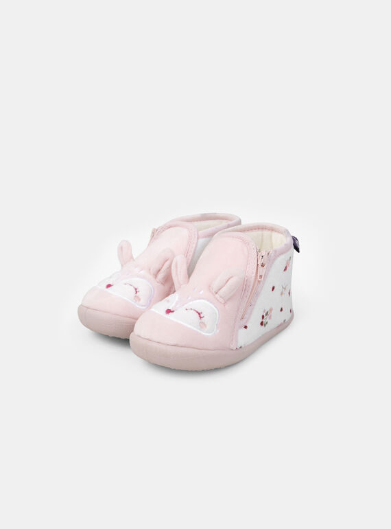 Chausson rose avec tête de renard et blanc imprimé fleuri Bébé Fille NEBECKY / 25F10BF31CHP301