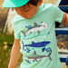 T-shirt bleu turquoise motifs requins enfant garçon