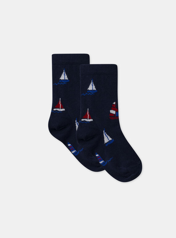 Chaussettes marines jacquard voiliers MOBATAGE / 25E4PGJ2SOQ070