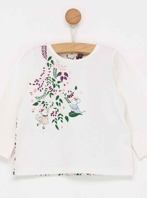 Tee shirt manches longues blanc à motifs PALEA / 18H1BFH1TML001