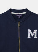 Sweat zippé bleu foncé avec patch "M" à manches longues Fille NAEZETTE / 25H2PF32JGH070