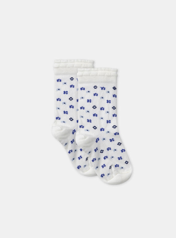 Chaussettes écrues jacquard fleur MEFLERETTE / 25E4PF81SOQ114