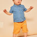 Chemise en denim bleue à manches courtes