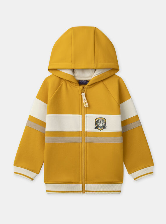 Sweat à capuche zippé jaune Garçon NAEPODAGE / 25H3PG32JGHB106