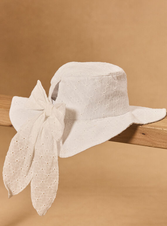 Chapeau écru broderie anglaise MREMETTE / 25E4PFL1CHA001