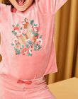 Pyjama rose en velours à animation biche DOUBIETTE / 22H5PF21PYJ303
