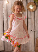 Robe blanche brodée imprimé palmiers enfant fille ZYPANETTE / 21E2PFU2ROB000