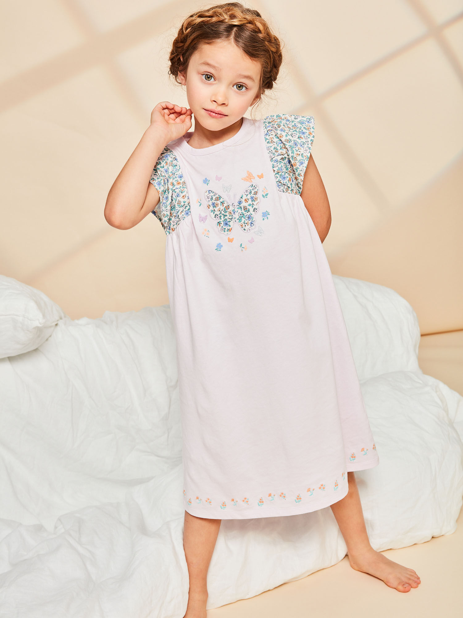 Chemise de nuit rose imprim papillons Fille Sergent Major