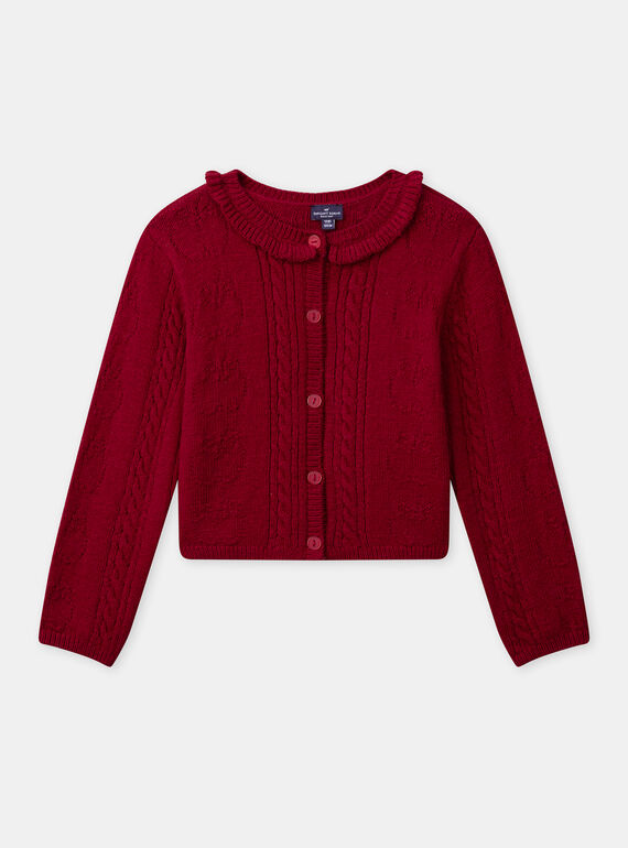 Cardigan rouge à col volant Fille NOMALETTE / 25H2PFP2CAR050