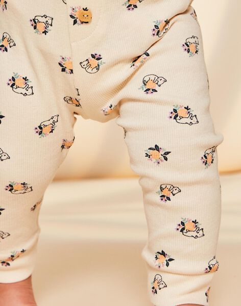 Legging vanille à chats et fruits FAPAULE / 23E1BFO1CAL114